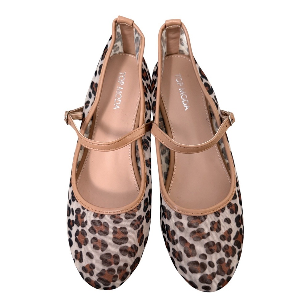 Mob Wife Leopard Mesh Round Toe Slingback Flats Top Moda 8.5